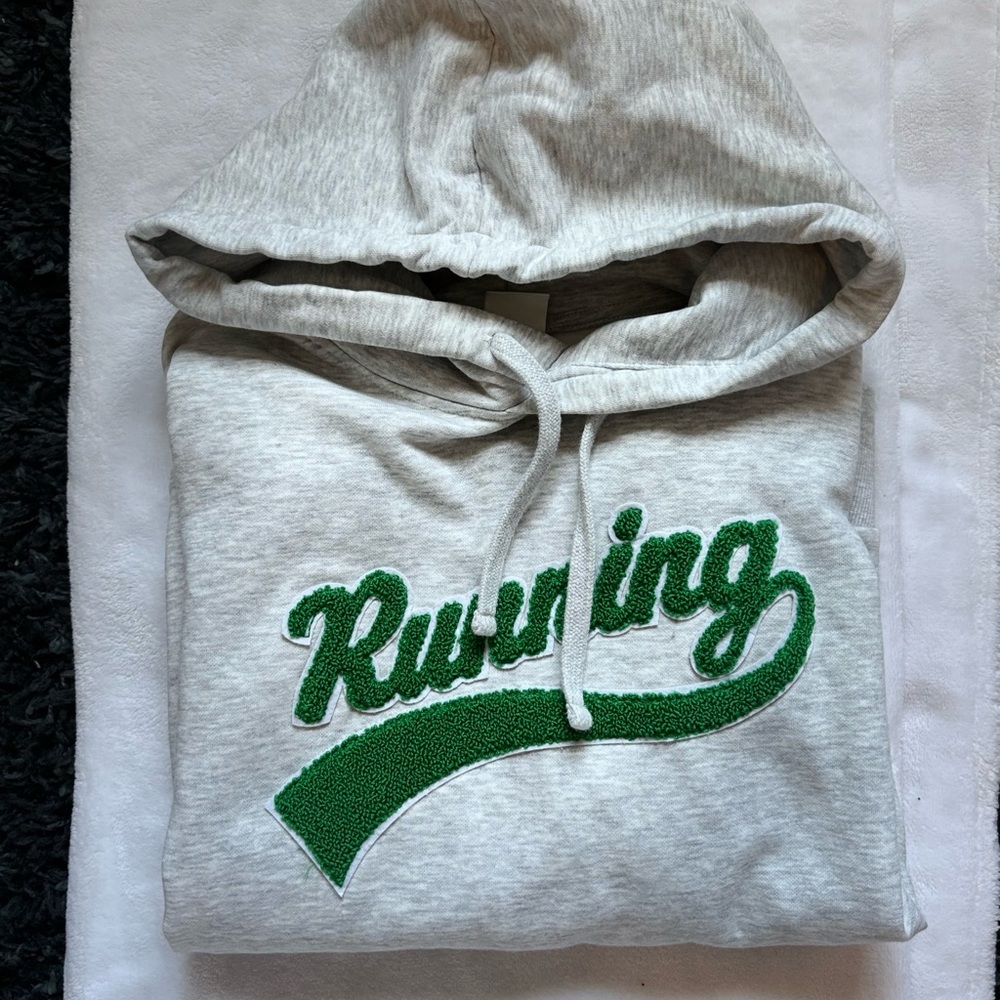 H&M Gray and Green Racing Hoodie Sweatshirt